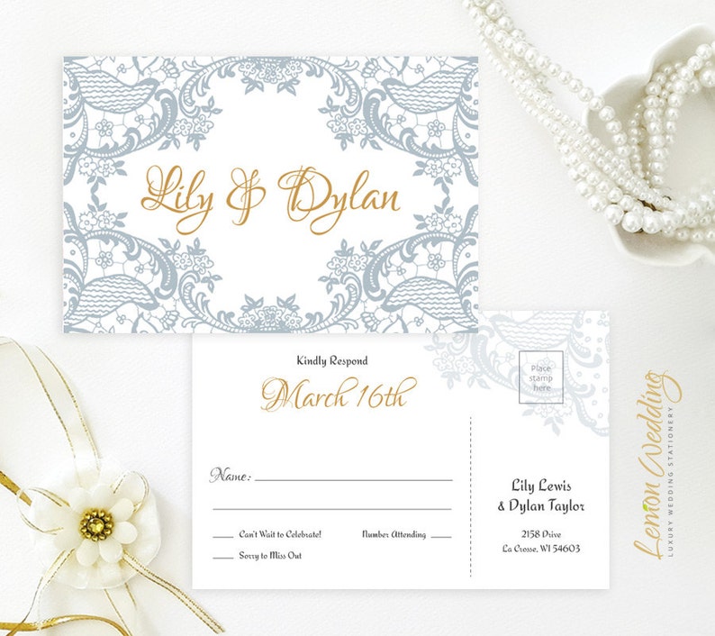 PRINTED Dusty blue wedding Invitations Cheap wedding Etsy