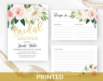 Bridal shower invitation + recipe card   PRINTED SET