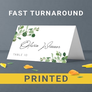 Greenery wedding names cards  Printing place cards with guest names  Custom place name cards