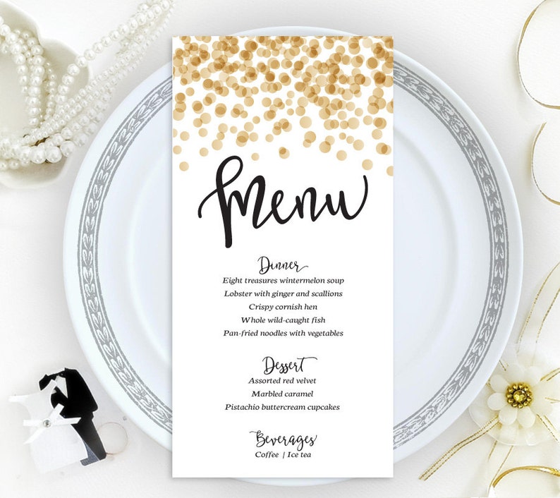 PRINTED Confetti wedding menu cards Dinner menus Etsy