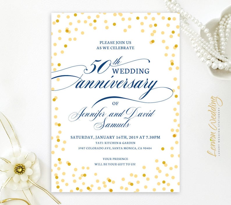 50th wedding anniversary invitations Anniversary invitation 50th classic invitations