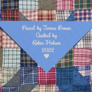 Custom Embroidered Quilt Label: Personalized Triangular Tag