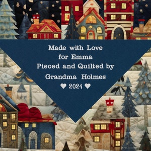 Custom Embroidered Quilt Label: Personalized Triangular Fabric Tag