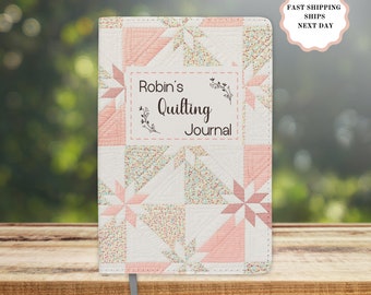 Personalized Quilting Journal: Faux Leather Notebook, Quilt Design