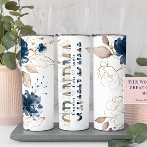 Vaso personalizado para abuela/vaso para abuela con nombre de niños/abuela dotada/vaso lleno/regalos personales para-/mamá dotada/dotado personalizado