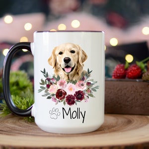 Golden Retriever Dog Mug, Personalized Mug for dog lover birthday gift, 15 oz Coffee Mug, Golden Retriever Gifts, Dog Mom Gift For Christmas