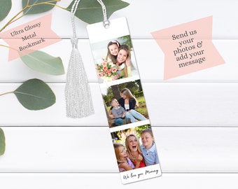 Custom Photo Bookmark: Glossy Metal Bookmark with Tassel