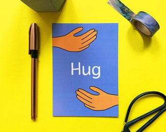 Carte postale câlin personnalisée : carte Une pensée à vous illustrée