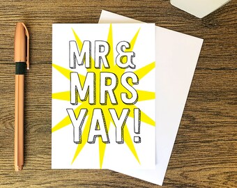 Mr & Mrs | Congratulations card | married | partnership | civil partnership | Marriage card | wedding card