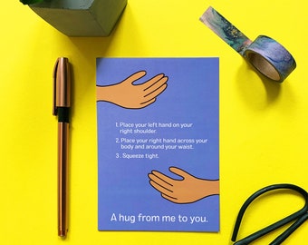 Carte postale câlin personnalisée : carte Une pensée à vous illustrée