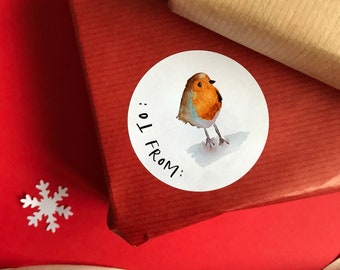 Robin gift labels | Present stickers | Robin Gift Labels | Gift stickers | Xmas stickers | Christmas stationery | To From Stickers