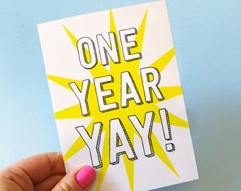 Anniversary Card | One Year card | Ten Years Card | Years Anniversary greetings card | Wedding anniversary card | Birthday card