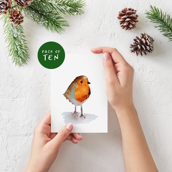 Christmas Cards | Robin Christmas Cards | Watercolour Christmas Card | Holiday Cards | Xmas | Greeting Cards | Christmas card packs of 10