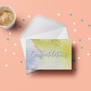 Congratulations watercolour card | Engagement Card | Congratulations Card