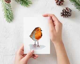 Lot de cartes de Noël aquarelle Robin : cartes de correspondance pour les fêtes