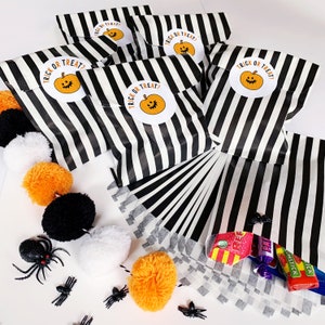 Kit adesivi e borse dolcetto o scherzetto zucca di Halloween / Adesivi rotondi da 51 mm / Halloween / Adesivi dolcetto o scherzetto