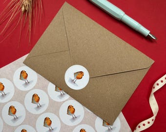 Sceaux pour enveloppes aquarelle Robin, autocollants de mariage personnalisés