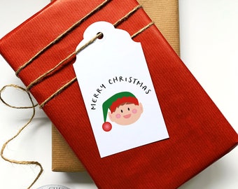 Étiquettes-cadeaux Joyeux Noël elfe | Lot de 5 250 g