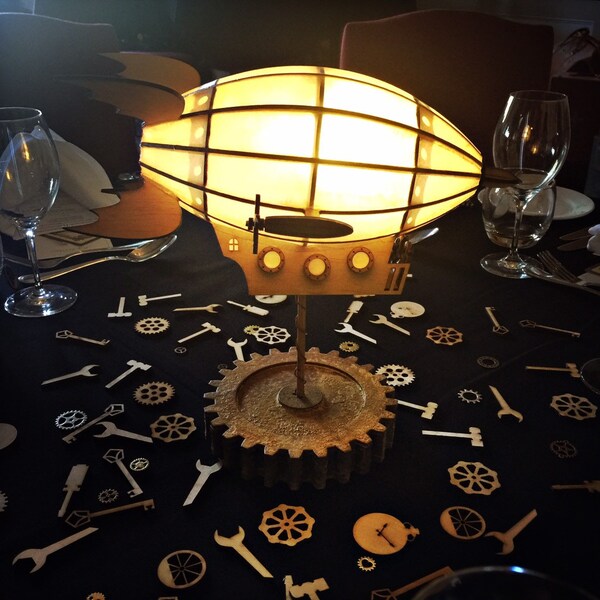 Steampunk airship table lamp - LED ambient light