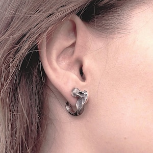 Sterling Silver 925 Bone Hoop Earrings