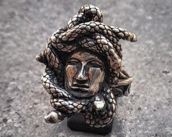 Anillo de Medusa, Gorgona, monstruo griego, pesado, de plata de ley 925