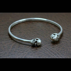 Cuff Bracelet sterling silver 925 Skull biker accessories