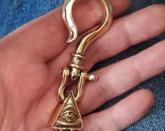 フリーメーソンの真鍮製フィッシュフックキーホルダー：プロビデンスの