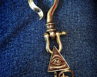 フリーメーソンの真鍮製フィッシュフックキーホルダー：プロビデンスの