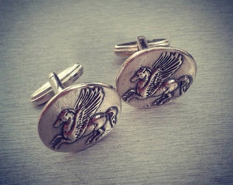 Silver Cufflinks CoinPegasus-handmade Ancient Greek Cufflinks sterling silver 925