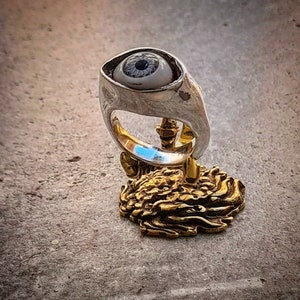 Dark Blue Evil Eye Sterling Silver 925 Ring | Protective Resin Eye Ring for Men & Women