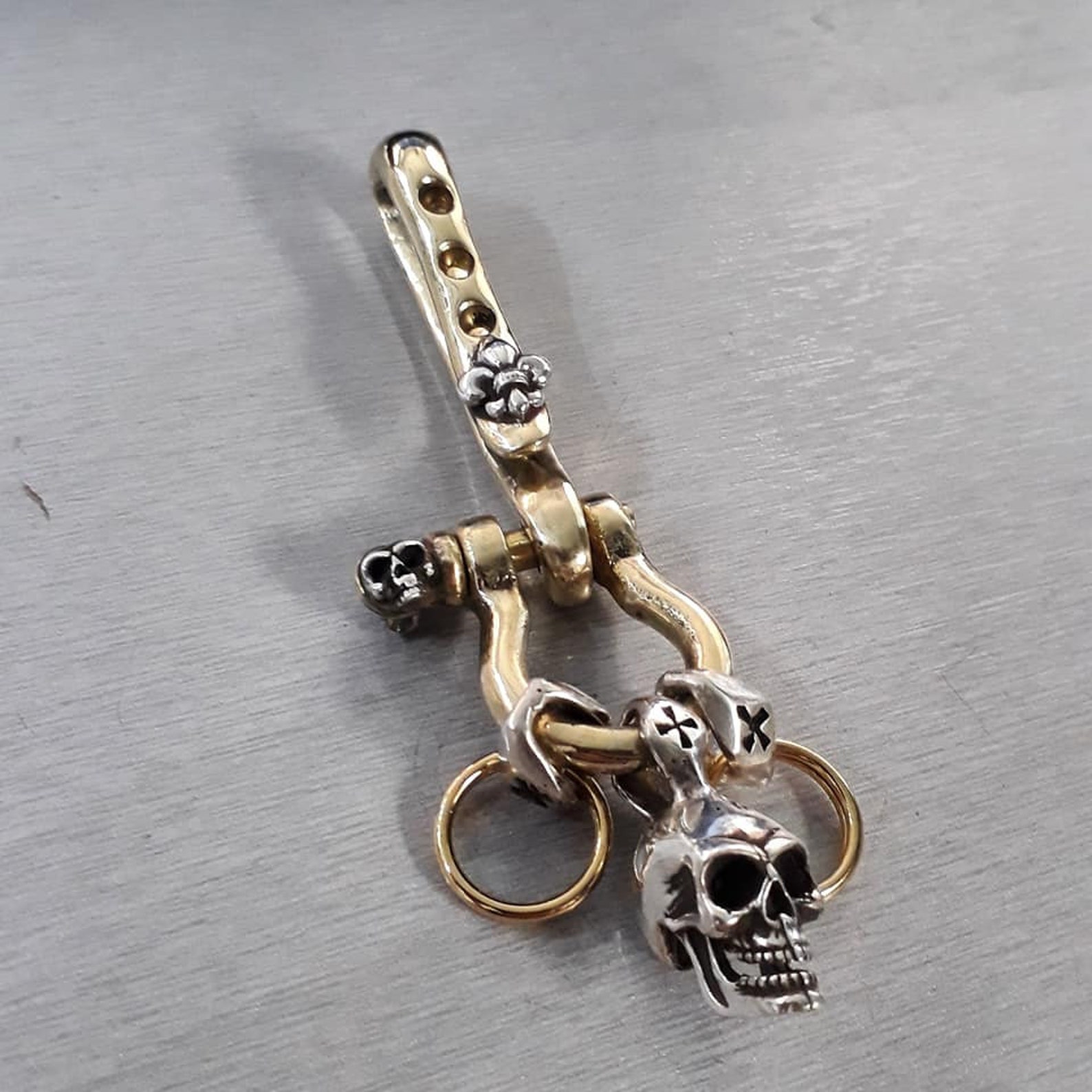 Fob Solid Brass Shackle Key Chain Ring Hook Leather Belt Clip Etsy