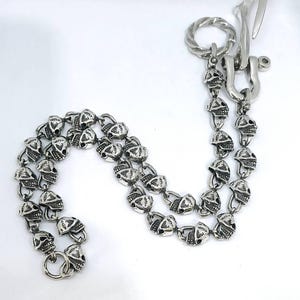 Sterling Silver 925 Skull Wallet Chain: Gothic Biker Style