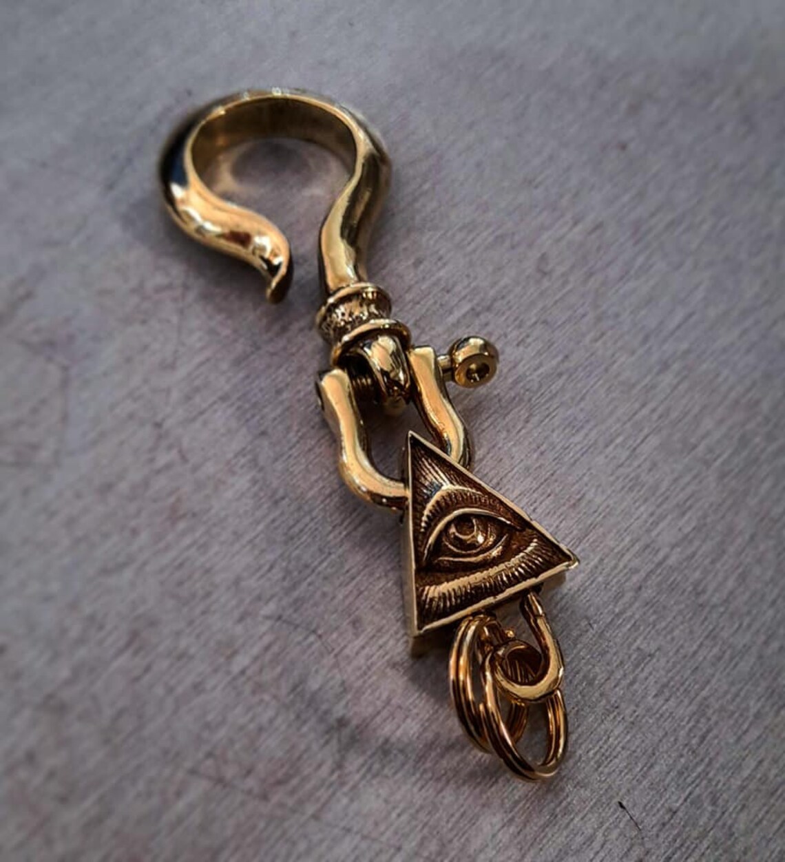 Solid Brass Fish Hook Key Chain Keyring Keys Belt Wallet Clip Etsy