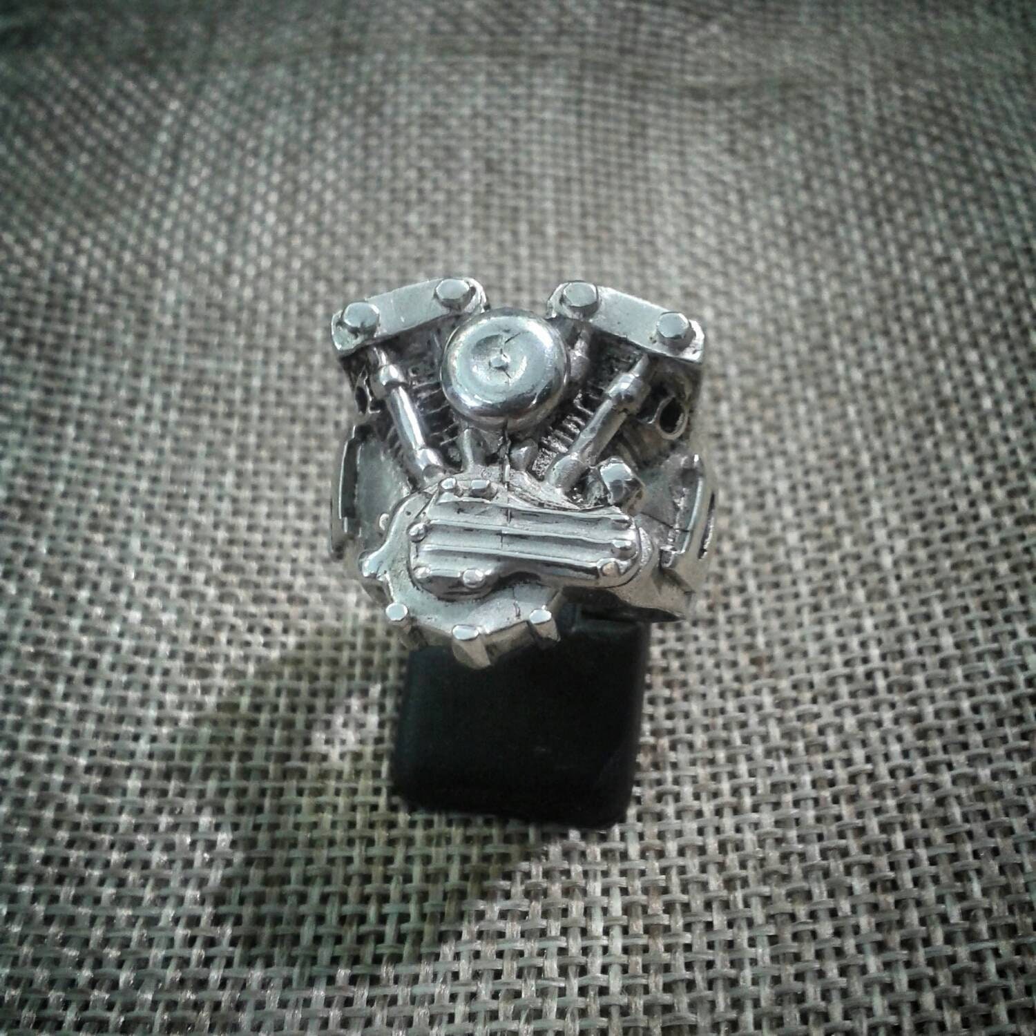 Harley Davidson Shovelhead Engine Sterling Silver 925 Ring Harley Davidson Shovelhead Engine Sterling Silver 925 Ring