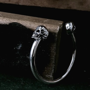 Sterling Silver Skull Cuff Bracelet Biker Jewelry