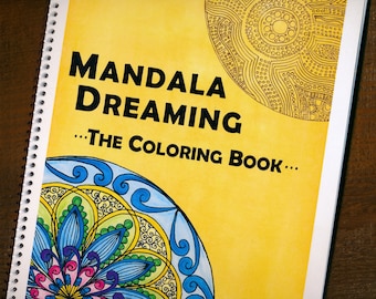 MÅLARBOK - Mandaladrömmande, handritad, konstterapi, helig geometri, vuxenmålarkonst, meditativ, svartvita mönster, målarbild