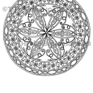 COLORING PAGE sofort-Download, Mandala #23, Hand gezogene, einzelne Färbung Blatt, bedruckbar, PDF, Heilige Geometrie, Kunsttherapie Färbung Seite