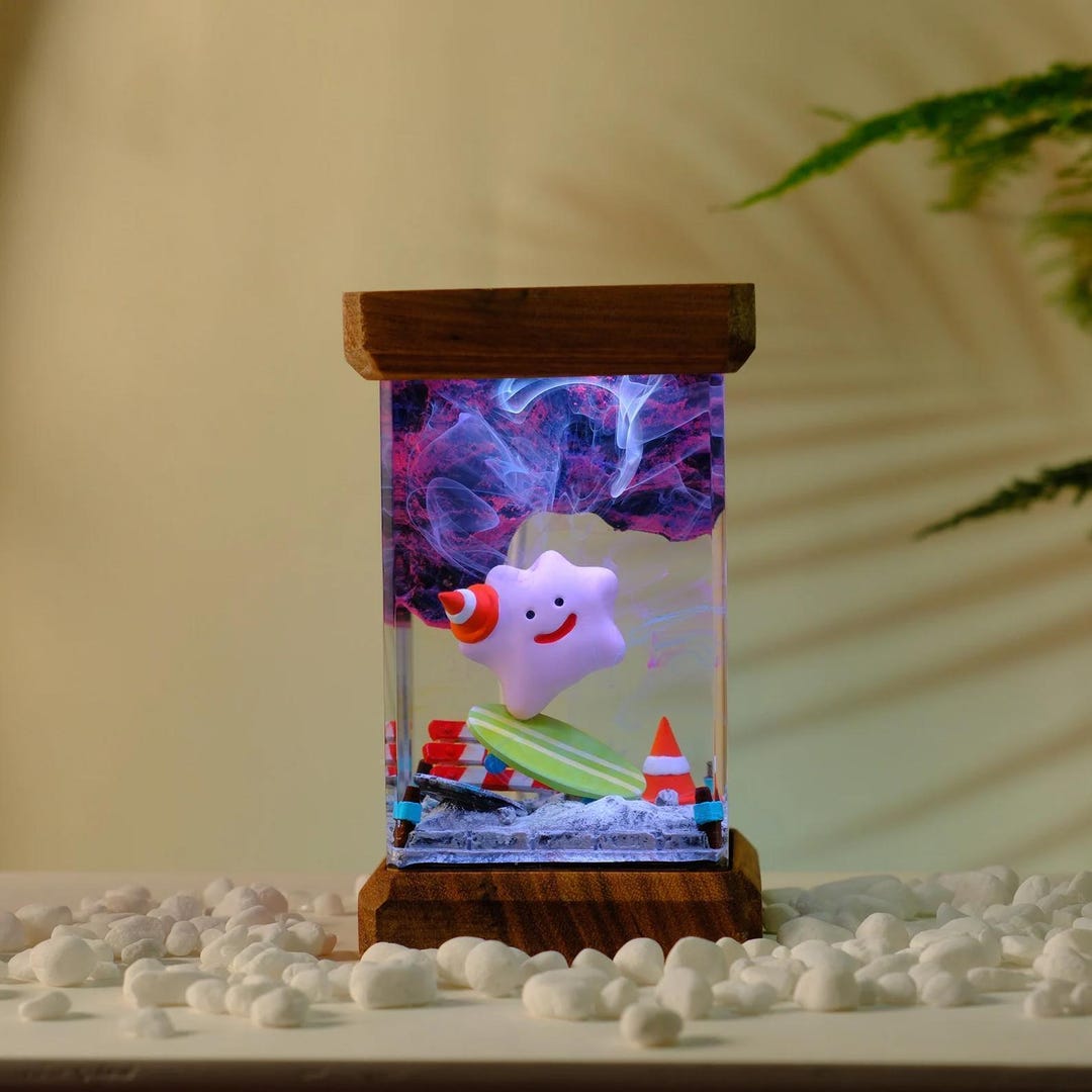 Ditto Resin Light Cube | Cute Handmade Pokémon Lamp | Kawaii LED Night ...