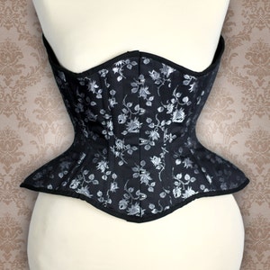 Roses coutil corset - 6 panels Longline shape