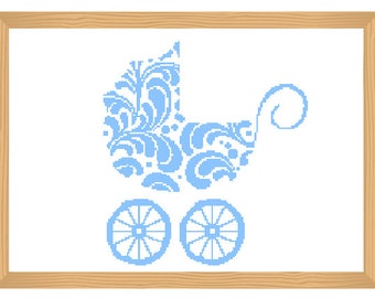baby stroller pattern, silhouette cross stitch, ornamental, pram pattern, abstract, romantic pattern, baby, baby boy, baby design