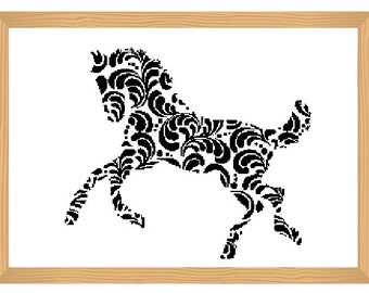 Horse Cross Stitch Pattern Silhouette Cross Stitch Horse Ornamental Abstract Horse Pattern Modern Cross Stitch Black And White Animal