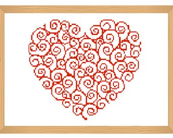 heart, cross stitch pattern, love cross stitch, valentine pattern, romantic pattern, modern cross stitch, easy cross stitch