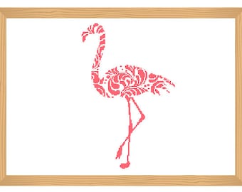 Flamingo Cross Stitch Pattern Ornamental Silhouette Pattern Flamingo Bird pattern Abstract Bird Modern Cross Stitch Pdf Pattern