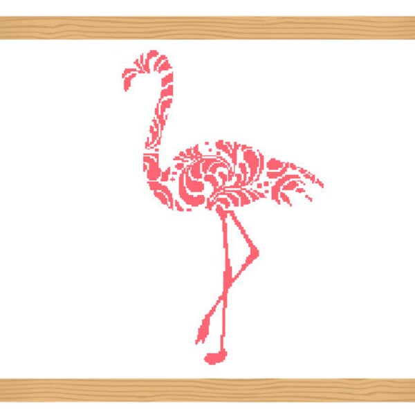 Flamingo Cross Stitch Pattern Ornamental Silhouette Pattern Flamingo Bird pattern Abstract Bird Modern Cross Stitch Pdf Pattern