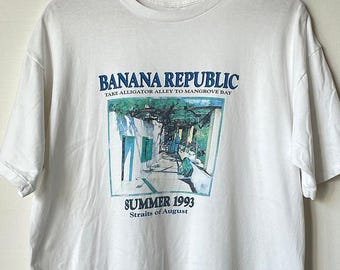 Camiseta vintage de Banana Republic de 1993, camiseta gráfica de verano de los 90