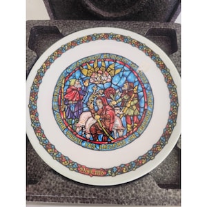 Vintage 1980 Porcelain Henri D&#39;arceau Limoges Noel Vitrail Porcelain Limoges France Plate