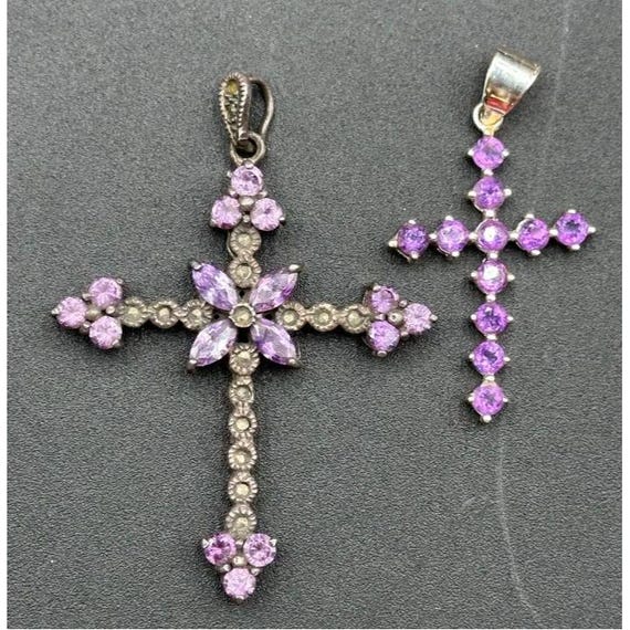 Sterling Silver & Amethyst Cross Pendants