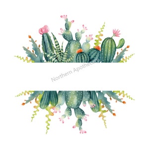 Cactus Banner Floral Art SVG Image File Cricut Instant Download Art