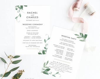 Printable Wedding Program Printable Modern Minimalist Wedding Etsy