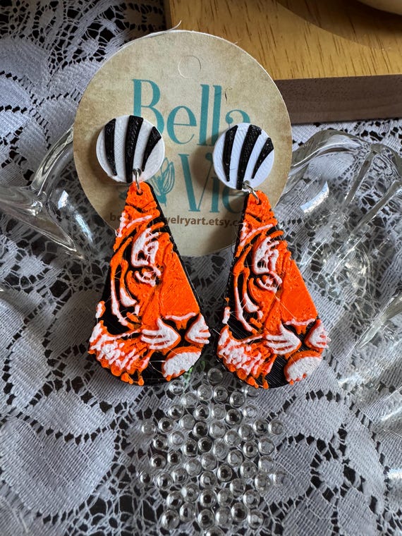 Cincinnati Bengal Tiger post Earrings- Cincinnati Bengals Football Fan Jewelry